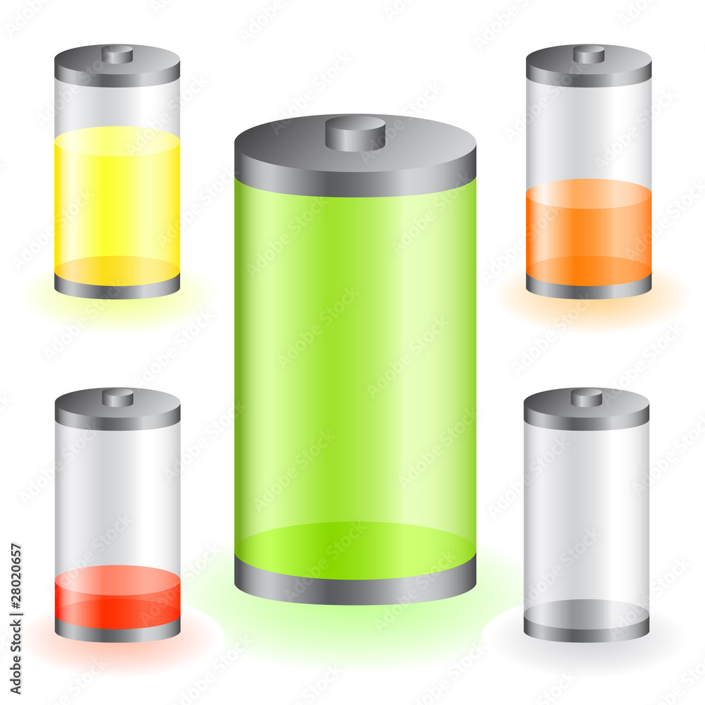 battery with various loads and color battery with various loads and color