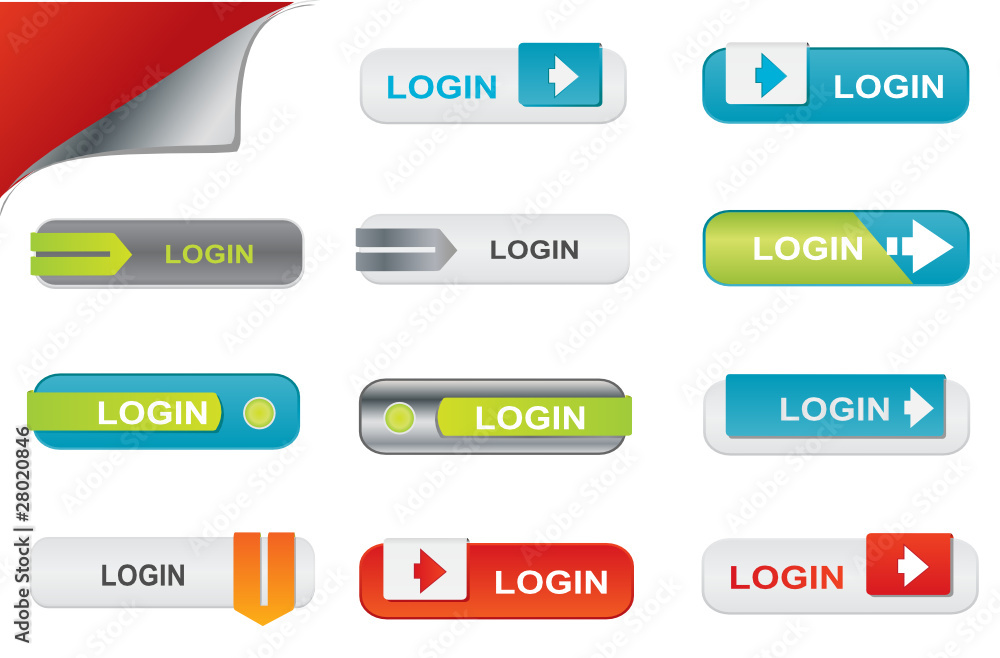 Vector login buttons, website elements Vector login buttons, website elements