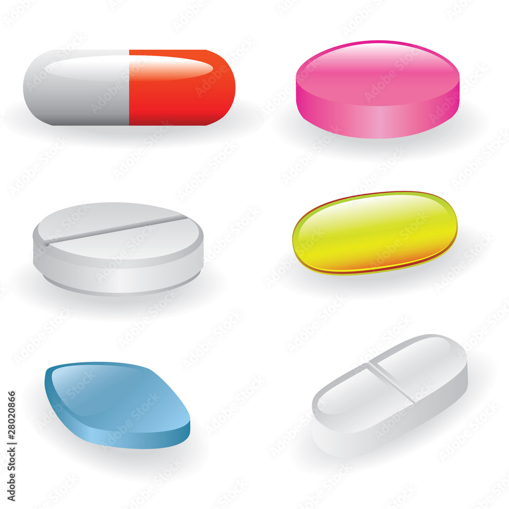 set of different pills and capsules set of different pills and capsules