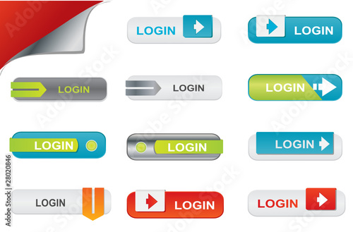 Vector login buttons, website elements