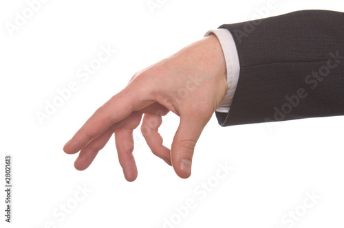 well shaped businessman's hand reaching for something isolated o