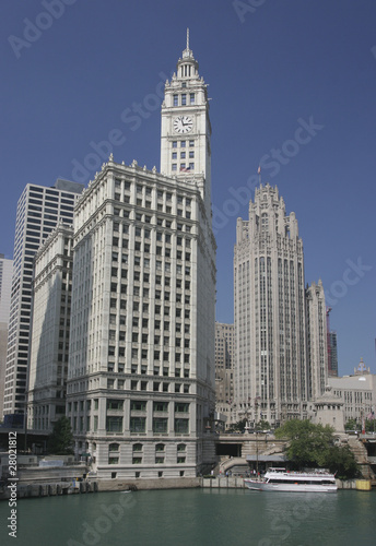 Chicago River and Wrigley Building  Illinois  USA