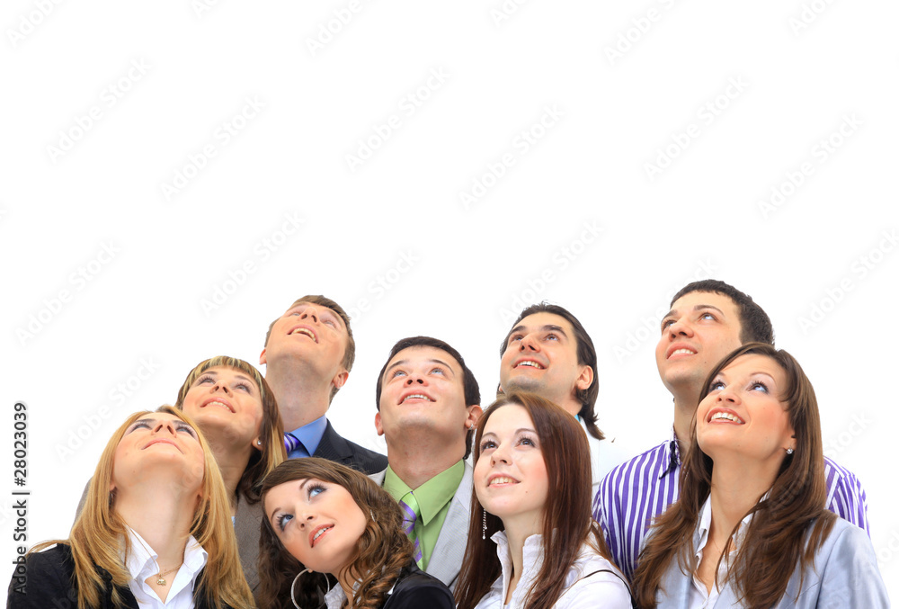 Closeup portrait of many men and women smiling and Closeup portrait of many men and women smiling and