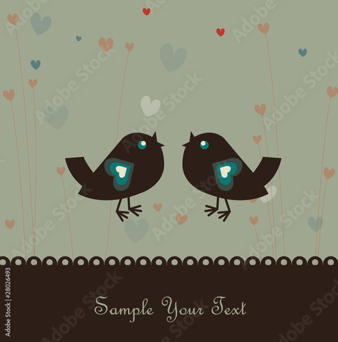 Background with retro-birds