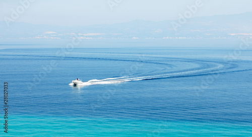 White yacht on the blue sea