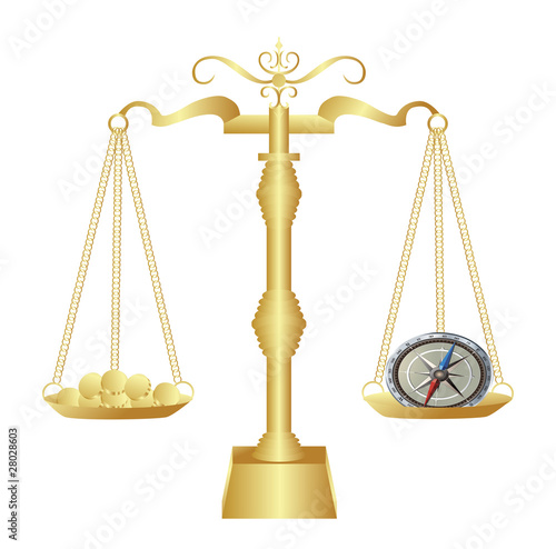 Way to money concept with golden scales
