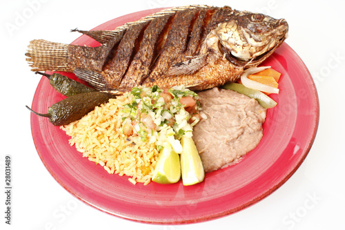 Canvas Print Mojarra Frita, a Mexican entree with fish