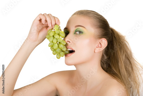 woman with grape