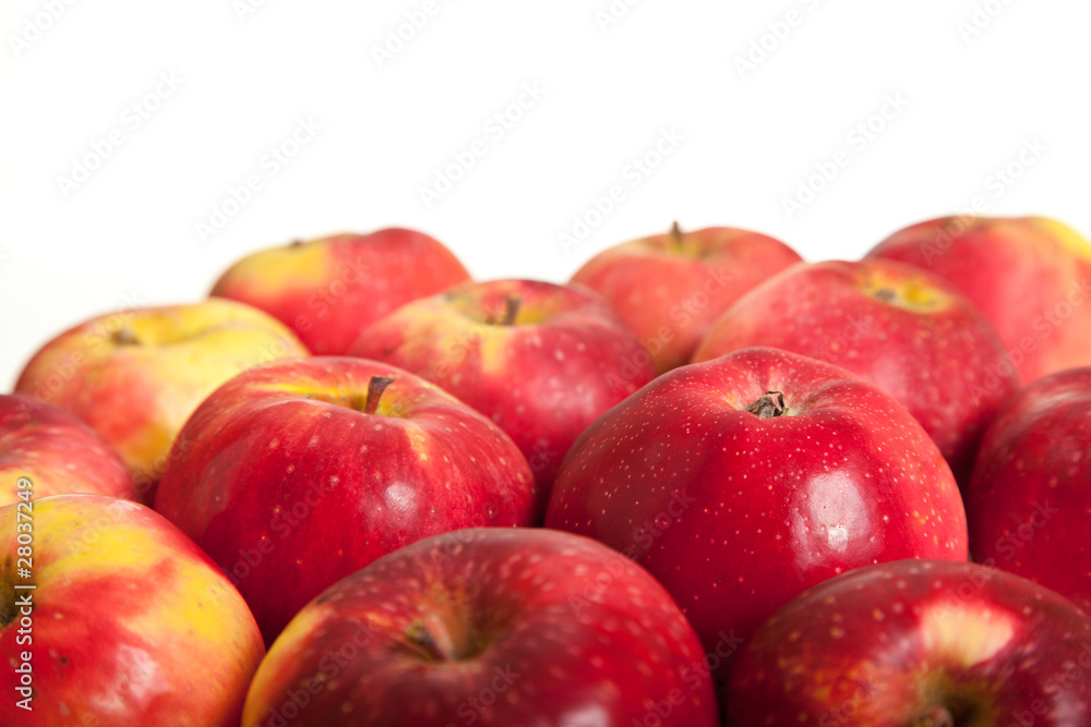 Fresh red juicy natural apples on white isolated background Fresh red juicy natural apples on white isolated background