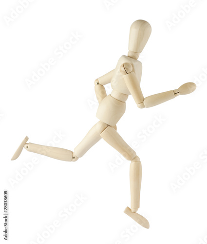 Wooden mannequin running