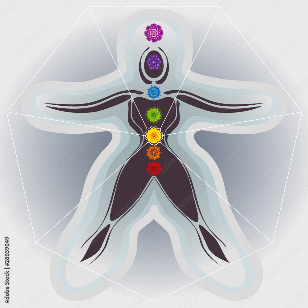 7-chakras-avec-mandalas-corps-f-minin-aura-et-heptagone-stock-vector