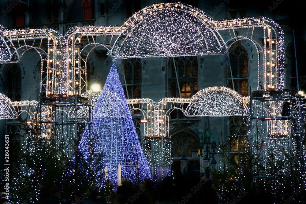 Naklejka premium Christmas market in Brugge, Belgium