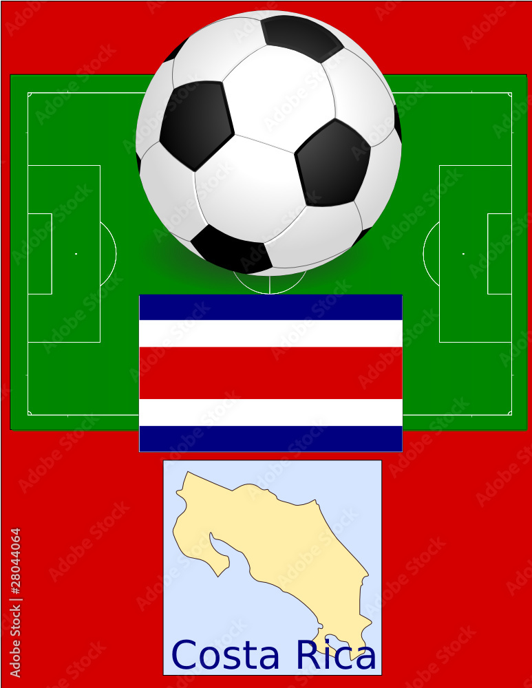 Costa Rica soccer football world flag map Costa Rica soccer football world flag map