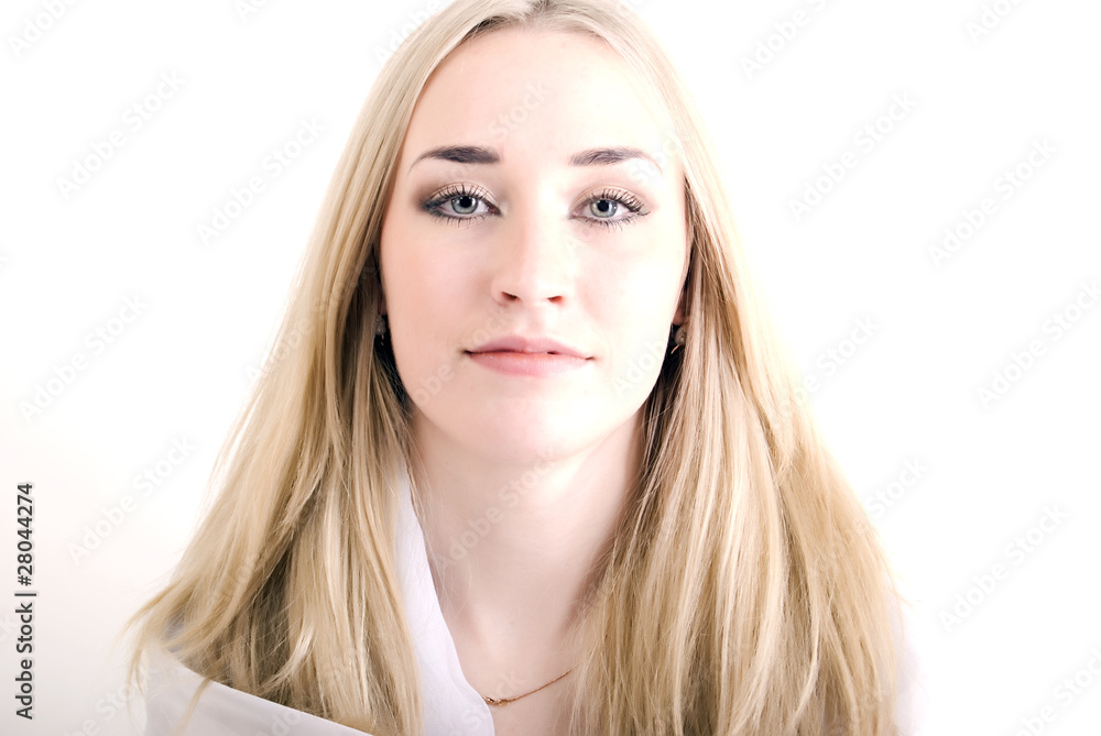 Portrait of a young blonde over white Portrait of a young blonde over white