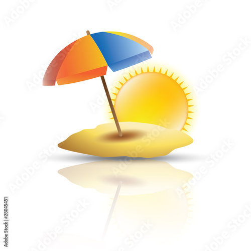 Symbole tourisme îles soleil et parasol