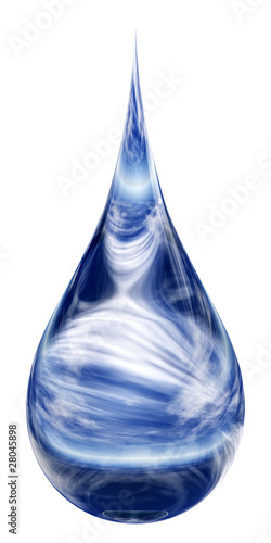 High resolution isolated water drop falling