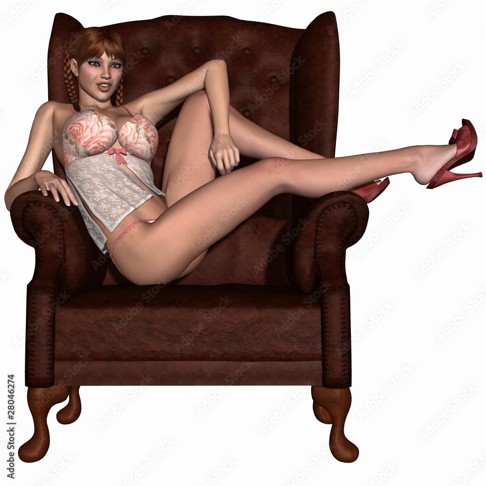 Obraz premium Sexy Girl posiert an einem Sessel