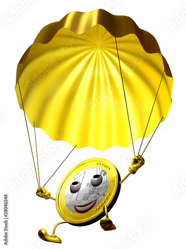 Euro coin with golden parachute