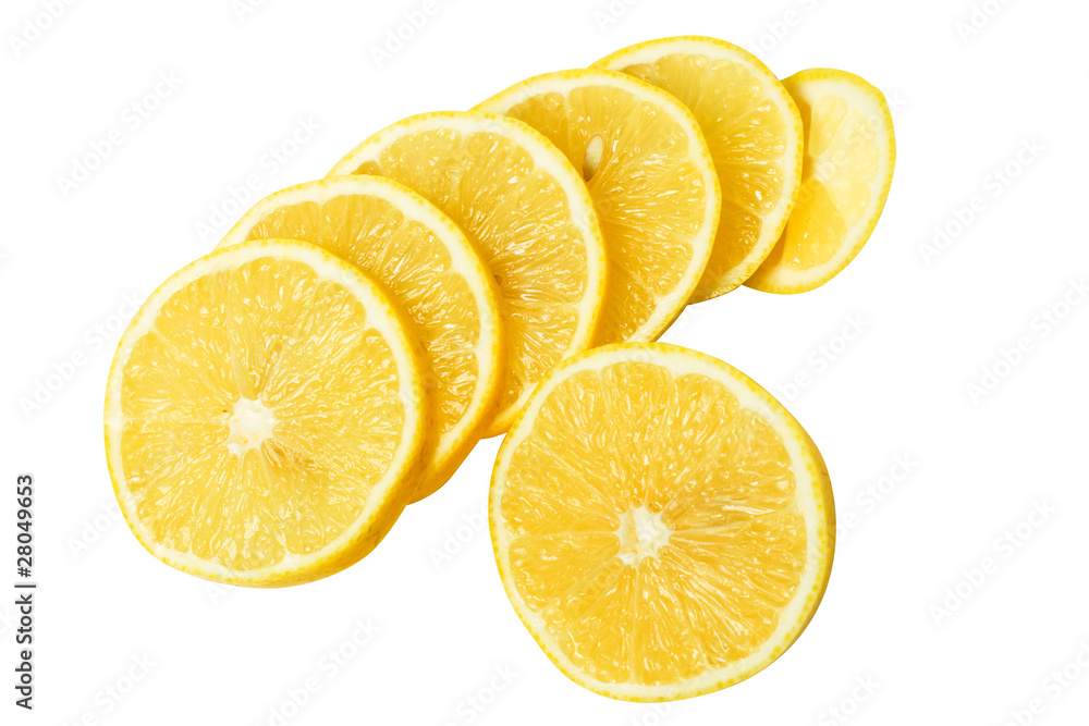lemon slices on the white background