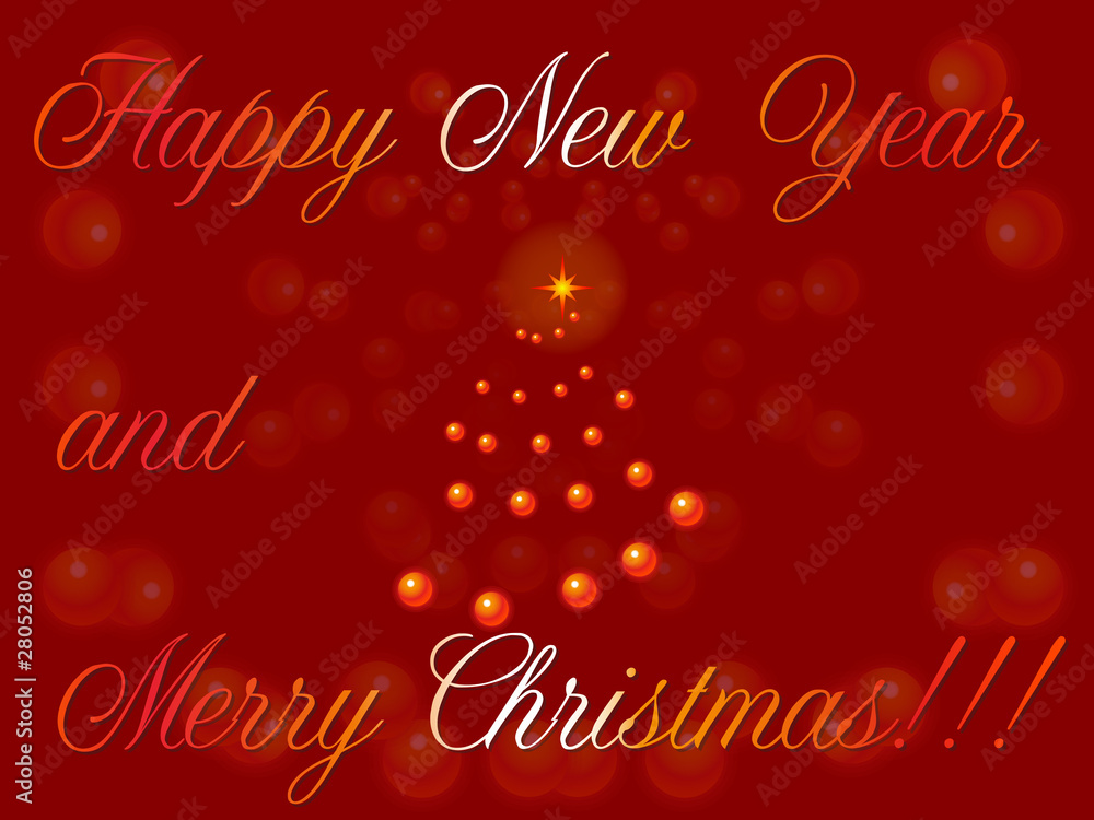 Happy New Year and Merry Christmas friends, vector