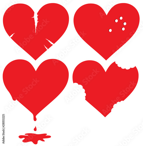Set of hurt hearts
