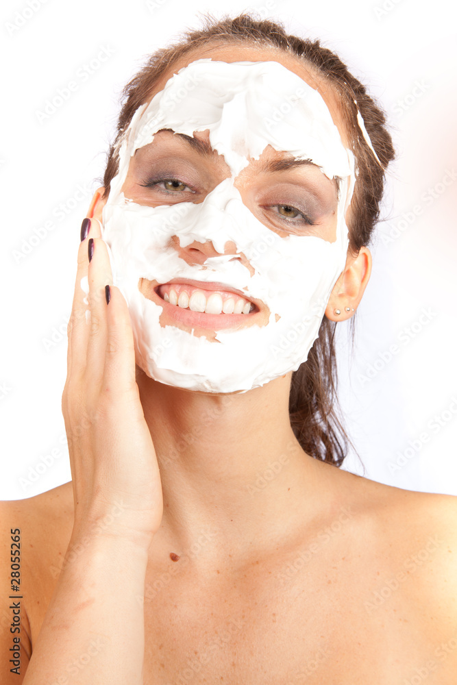 young female with beauty face mask young female with beauty face mask