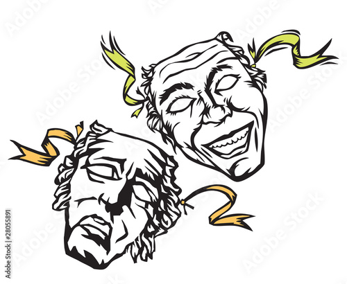 theater masks of comedy and tragedy