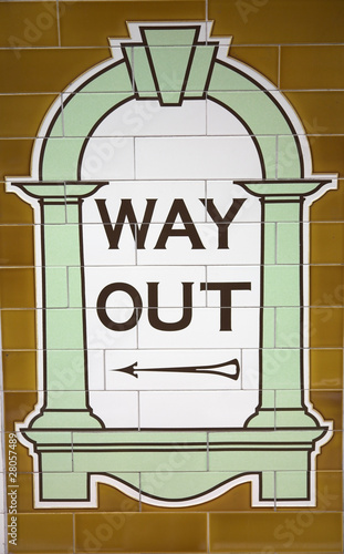 way out sign in metro tunnel