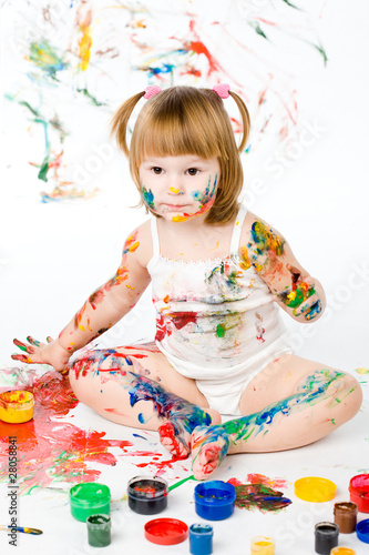 little girl and bright colors