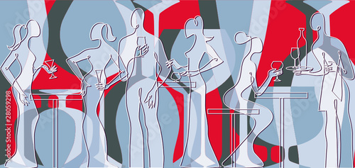 Invitation to cocktail party bar silhouette