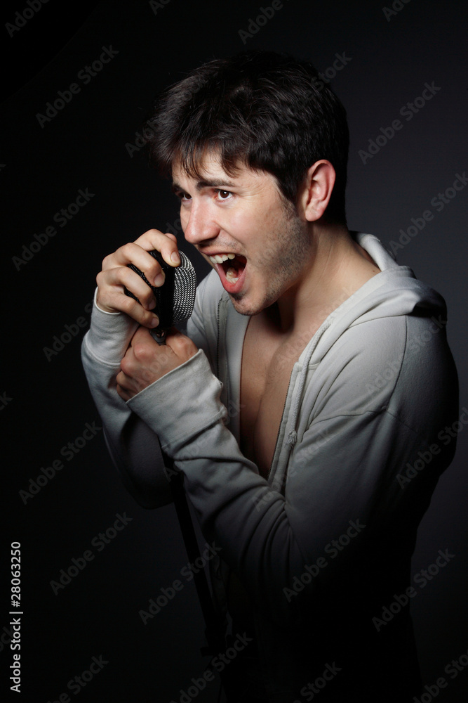 Young man singing Young man singing