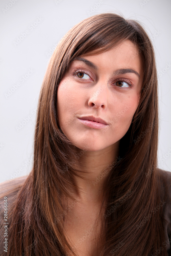 Closeup of beautiful young woman with long hair Closeup of beautiful young woman with long hair