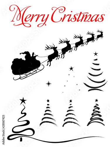Christmas icon collection with Santa Claus & Christmas Tree