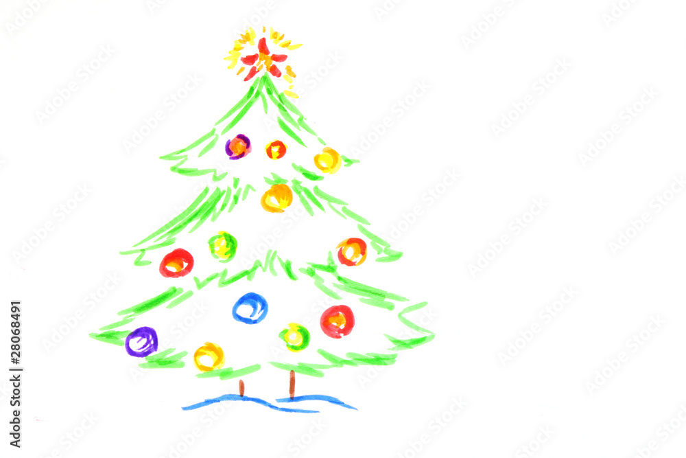 christmas tree, drawing by  child