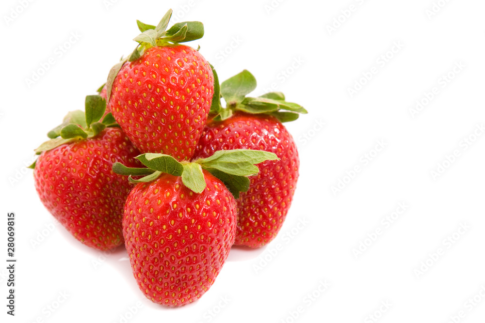 Strawberries isolated over white background, studio shot Strawberries isolated over white background, studio shot