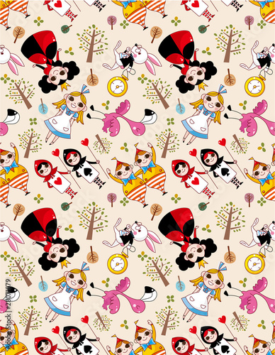 seamless Alice in Wonderland pattern