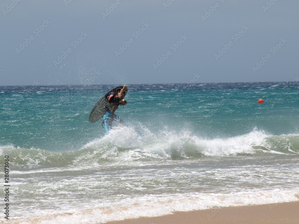 Windsurfer am Playa de Sotavento auf Fuerteventura Windsurfer am Playa de Sotavento auf Fuerteventura