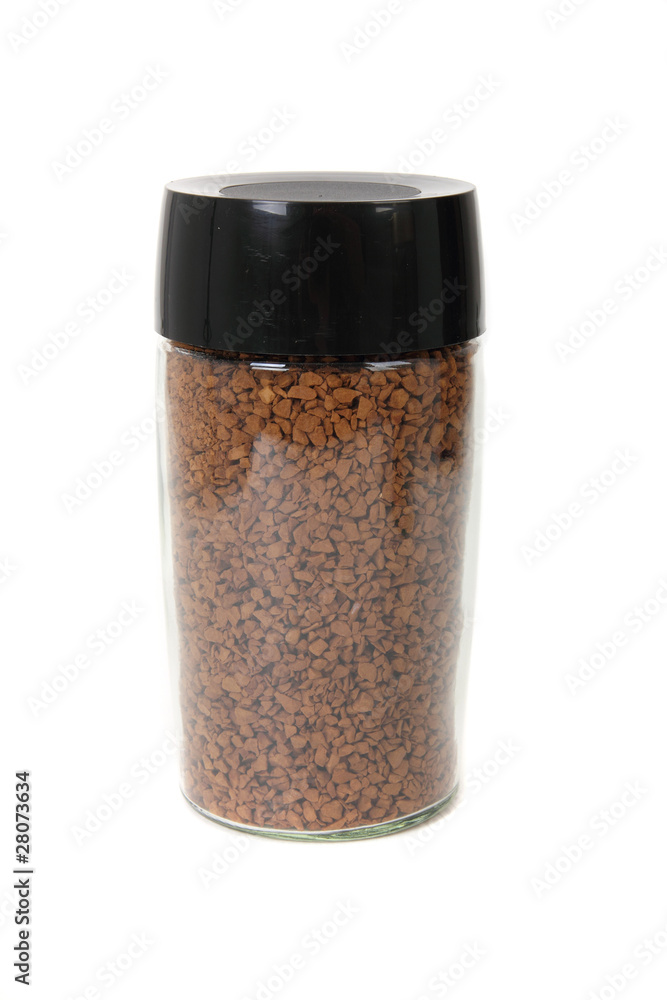 jar of instant coffee , isolated on white background jar of instant coffee , isolated on white background