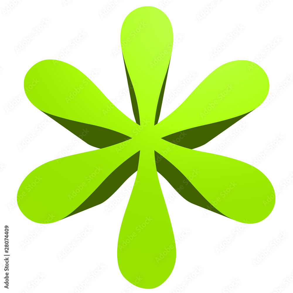 High resolution 3D green symbol isolated on white background
