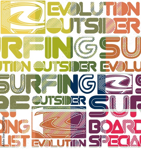 Surfing outsider seamless pattern