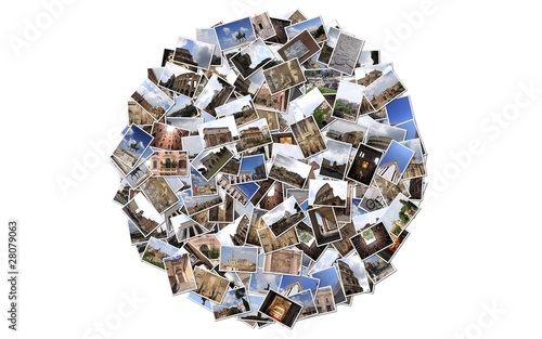 Stack of Roma photos isolated on white background