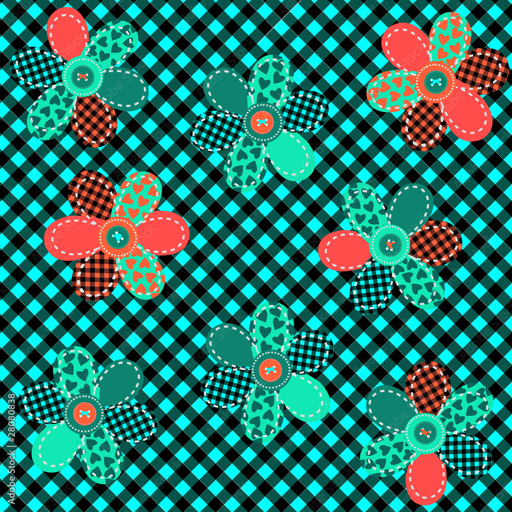 Tablecloth with sewing patches and buttons Tablecloth with sewing patches and buttons