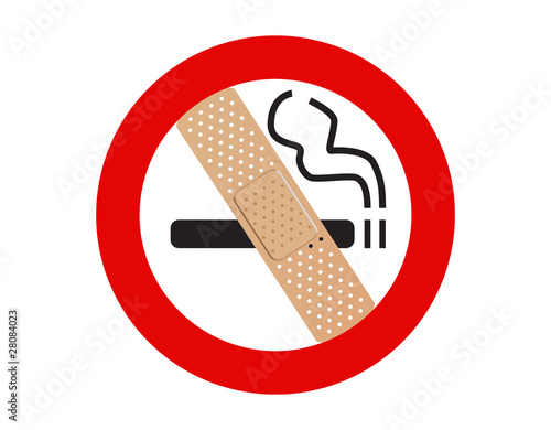 No smoking sign with adhesive plaster