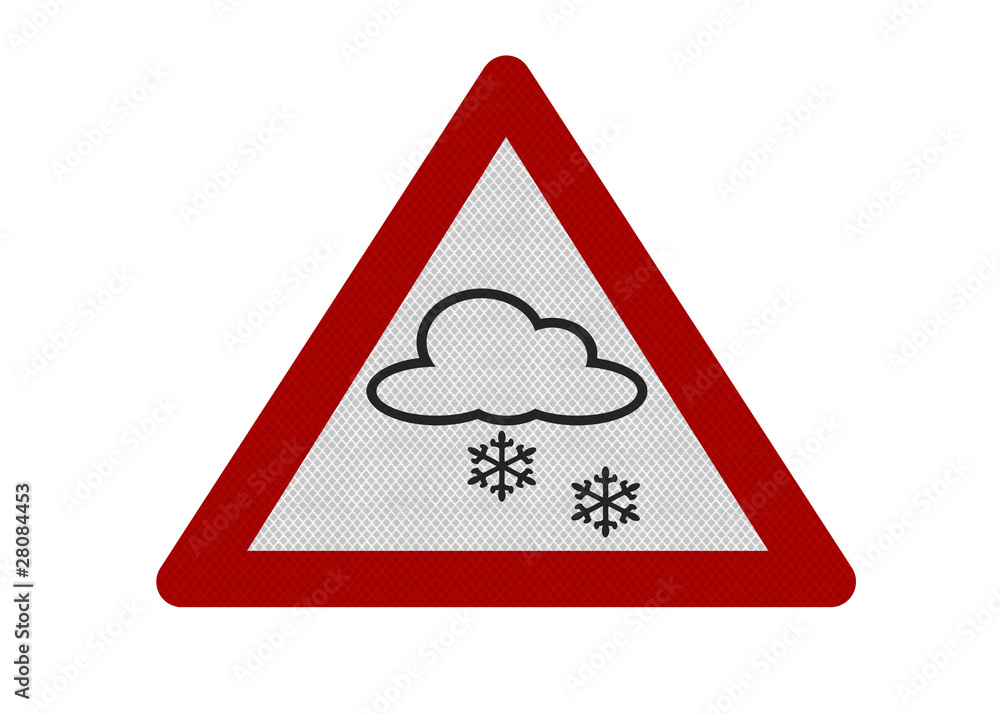 Photo realistic 'snow warning' sign, isolated on white Photo realistic 'snow warning' sign, isolated on white