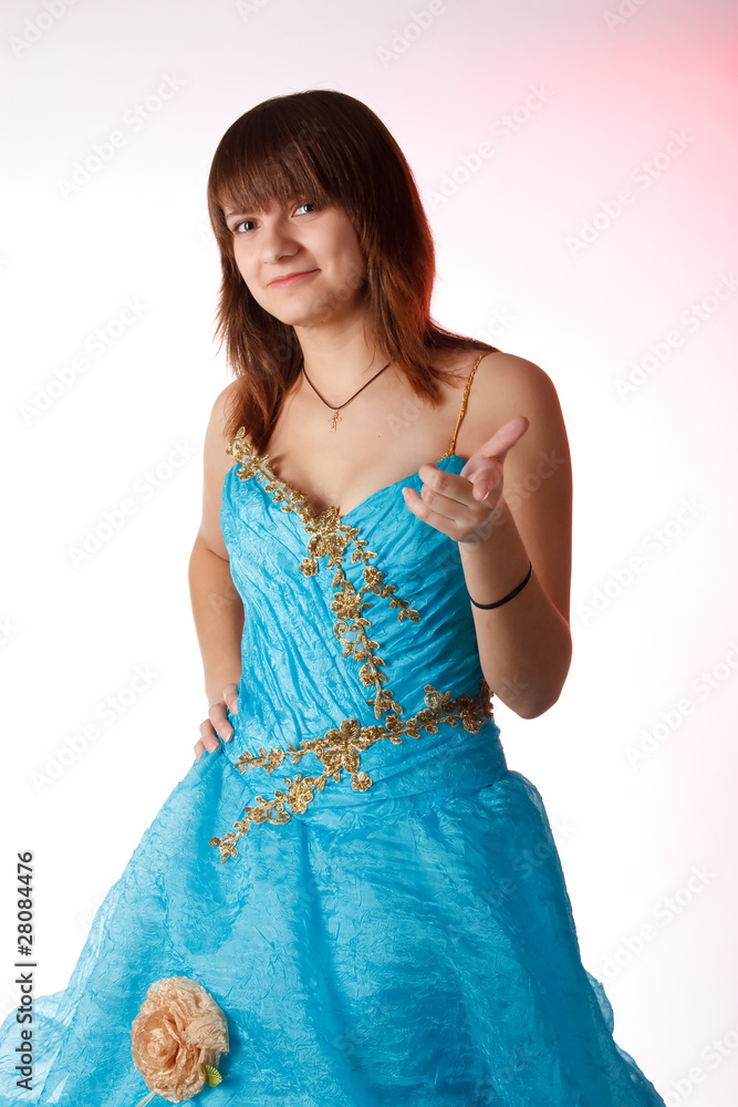 The girl in the long blue dress The girl in the long blue dress