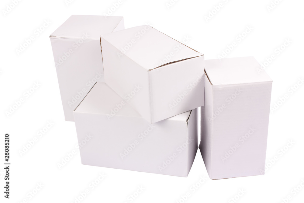 Cardboard cartons isolated on white background Cardboard cartons isolated on white background