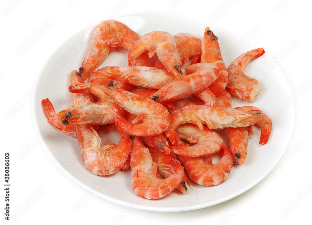 Plate frozen prawns