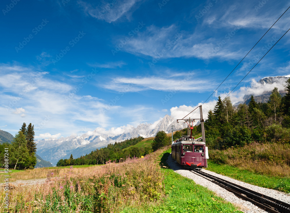 Naklejka premium Mountain tram in Alps. France, Chamonix valley.