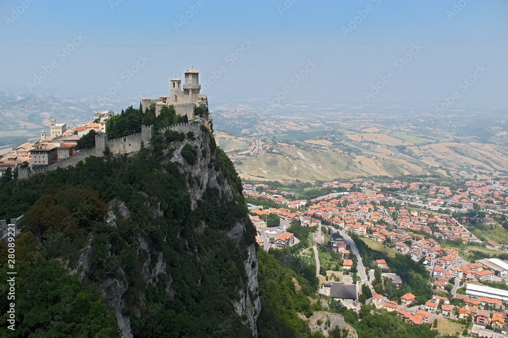 Castle on the top of rock in San-Marino