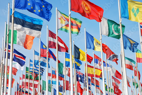 Flags of the world of many nations and countrys photo